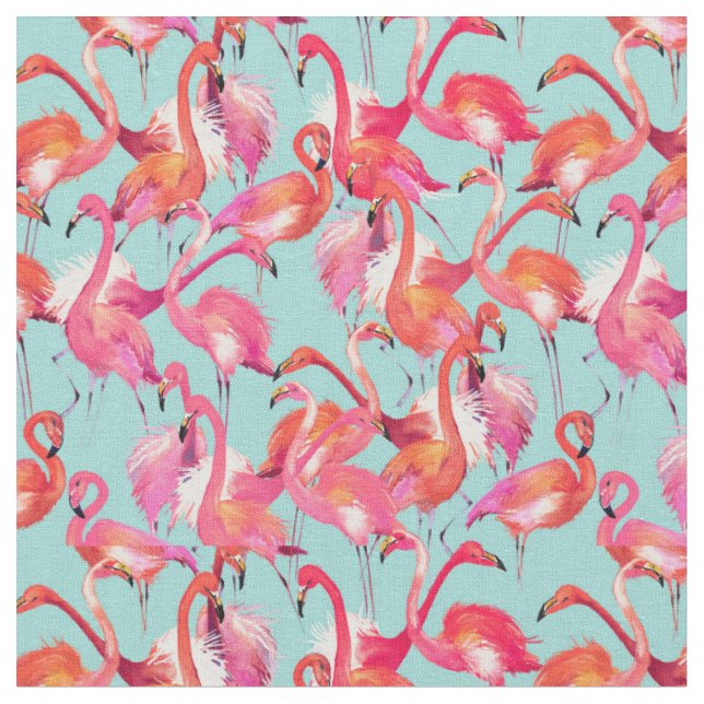 Aquarell-Flamingos erfasst Stoff (Nahaufnahme)