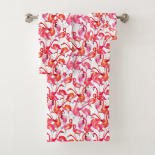 Aquarell-Flamingos in den Aquarellen Badhandtuch Set