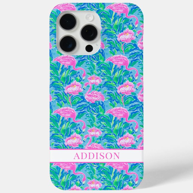 Aquarell-Flamingos mit Monogramm Case-Mate iPhone Hülle (Rückseite)