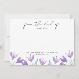 Aquarell Flieder Blumen Personalisierte  Schriftst Mitteilungskarte