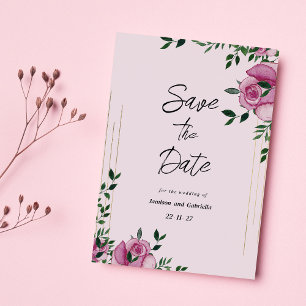 Aquarell Flieder Grün Gold Floral Save The Date Einladung