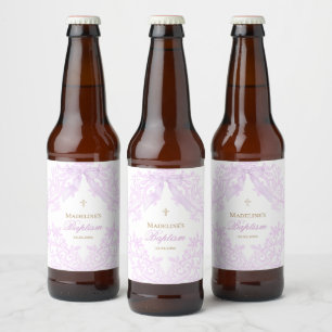 Aquarell Flieder Lila Taufe Bierflaschenetikett