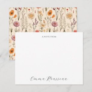 Aquarell Flieder Orange Wildblumen Schrift Mitteilungskarte