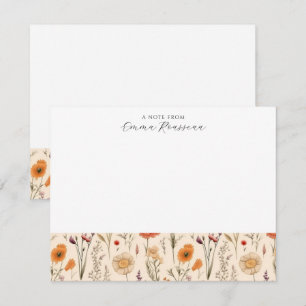 Aquarell Flieder Orange Wildblumen Schrift Mitteilungskarte