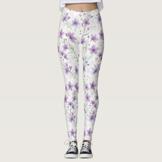 Aquarell-Flieder-Wildblumen-Muster-Leggings Leggings