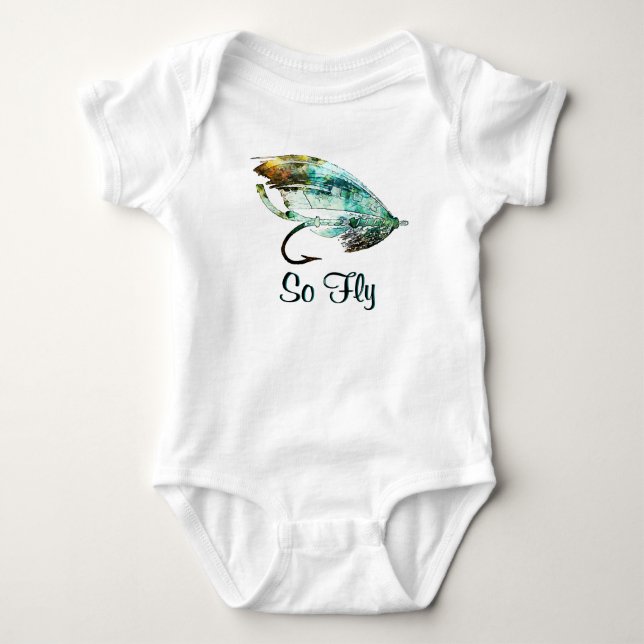 Aquarell-Fliegen-Fischen-Köderkunst Baby Strampler (Vorderseite)