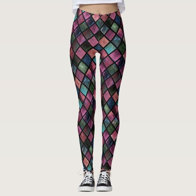 Aquarell, Fliesen Leggings (Vorderseite)