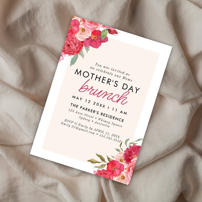 Aquarell Flora Mütterlichkeits Brunch Einladung (Von Creator hochgeladen)