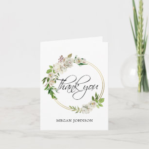 Aquarell Floral Antik Weißes Bridal WEDING Dankeskarte