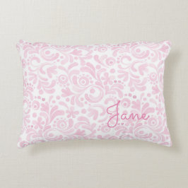 Aquarell Floral Art NAME Rosa Weiß Girlanisch süß Dekokissen