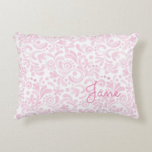 Aquarell Floral Art NAME Rosa Weiß Girlanisch süß Dekokissen