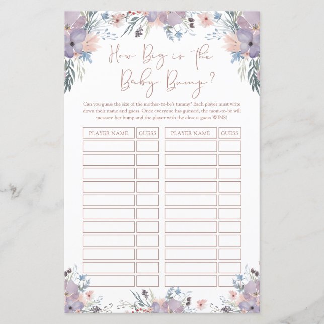 Aquarell Floral Baby Showbump-Spiel (Vorderseite)