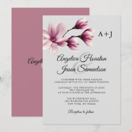 Aquarell Floral Dusty Mauve Taupe Gray Wedding Einladung
