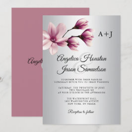 Aquarell Floral Dusty Mauve Taupe Gray Wedding Einladung