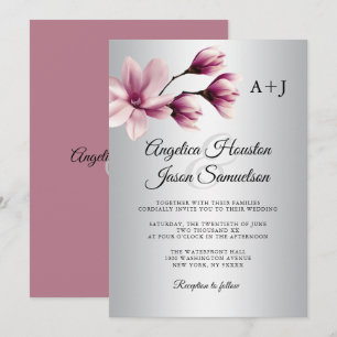 Aquarell Floral Dusty Mauve Taupe Gray Wedding Einladung