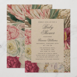 Aquarell Floral Elegante Babydusche Einladung