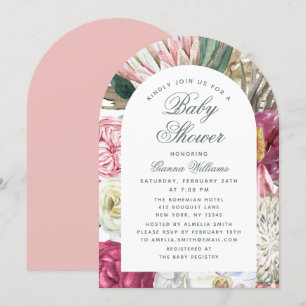 Aquarell Floral Elegante Babydusche Einladung