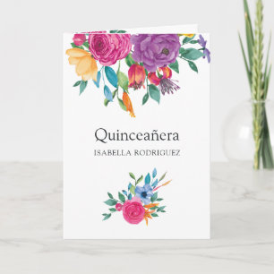Aquarell Floral Fiesta Quinceñera Foto Einladung