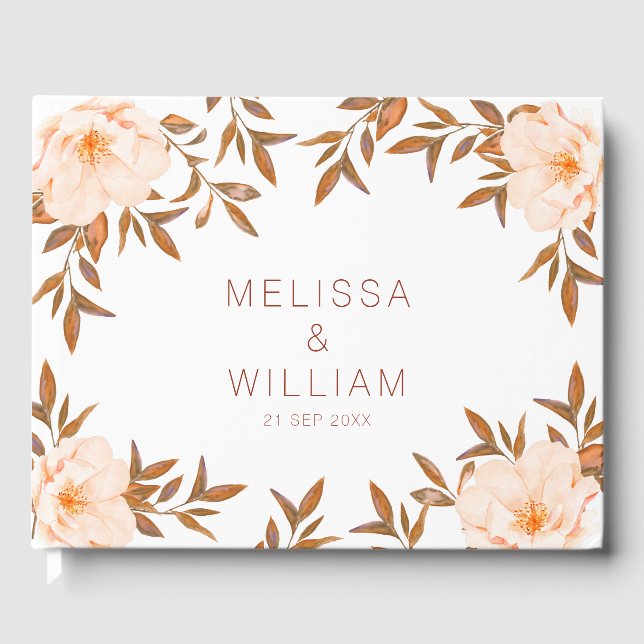 Aquarell Floral Ivory Wedding Guestbook Gästebuch (Vorderseite)