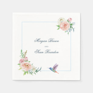 Aquarell Floral Kolibri Seersucker Hochzeit Serviette