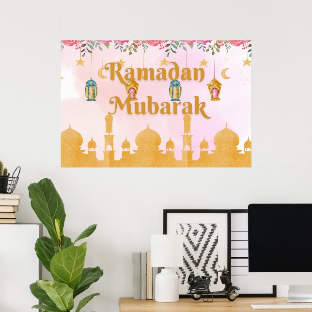 Aquarell Floral Lanterns Ramadan Mubarak Poster (Heimbüro)