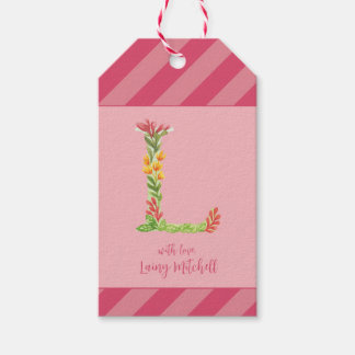 Aquarell Floral 'L'Monogram Fevor Tag Geschenkanhänger