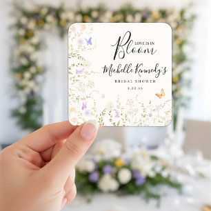 Aquarell Floral Love Is In Bloom Brautparty Quadratischer Aufkleber