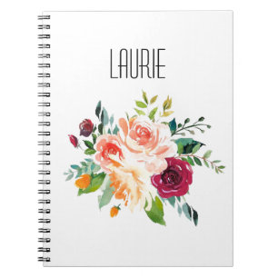 Aquarell Floral Modernes Namensschild Notizblock