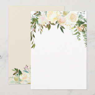 Aquarell Floral Pink Creme Elfenbeindusche BLANK Einladung