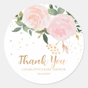 Aquarell Floral Pink Gold Babyaufkleber Runder Aufkleber