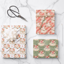 Aquarell Floral Pumpkin Birthday Baby Dusche Geschenkpapier Set