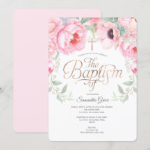 Aquarell Floral, Rosa, Elegant Girl Taufe