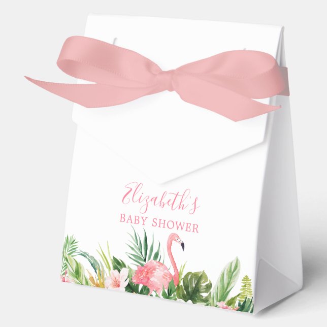 Aquarell Floral Rosa Flamingo Duschbrause Geschenkschachtel (Vorderseite)
