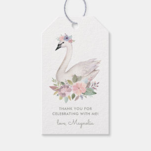 Aquarell Floral Swan Princess Birthday Geschenkanhänger