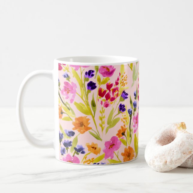 Aquarell Floral - Tasse (Mit Donut)