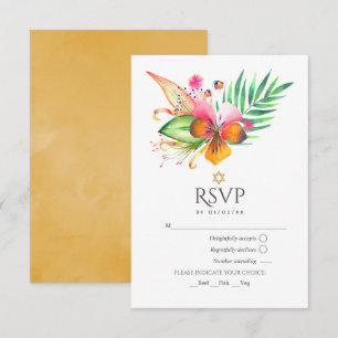 Aquarell Floral Tropischer Sommer Bat Mitzvah RSVP Karte
