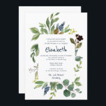 Aquarell Floral und Foliage Bat Mitzvah Einladung<br><div class="desc">Besteht aus spielerischer Schrift und Serifentypografie; Alles vor einem Hintergrund von weißem Hintergrund und Aquarellrahmen.

Entworfen von Select Party Supplies,  exklusiv für Zazzle.

Abrufbar unter:http://www.zazzle.com/selectpartysupplies</div>