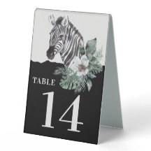 Aquarell Floral Wild Zebra Safari Tischnummern