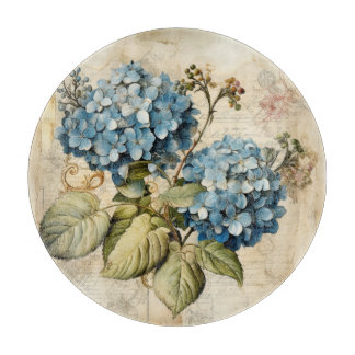 Aquarell Florale Blaue Hortensie Schneidebrett