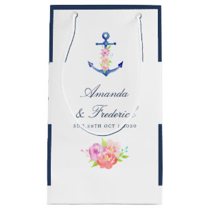 Aquarell Florale Nautische Hochzeits Dankeschön Kleine Geschenktüte
