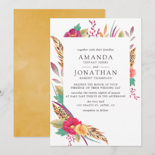 Aquarell Florale Safari-Hochzeit Einladung