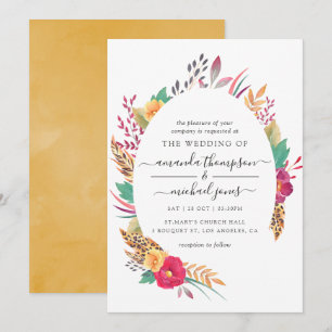 Aquarell Florale Safari-Hochzeit Einladung