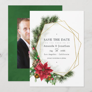 Aquarell Florale Weihnachts-Geometrie-Hochzeit Save The Date