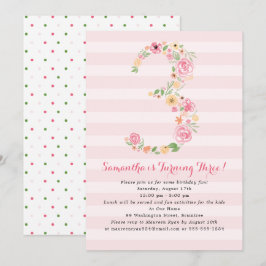 Aquarell Florals 3. Geburtstag Einladung