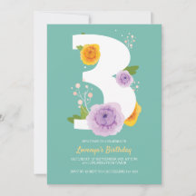 Aquarell Florals 3. Geburtstag Party