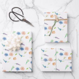Aquarell Florals Wilde Blume Handgemalt Geschenkpapier Set