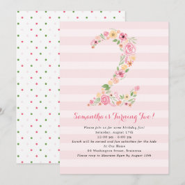 Aquarell Florals zwei zweite Geburtstage Einladung