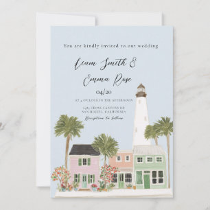 Aquarell Florida Destination Hochzeitseinladung Einladung