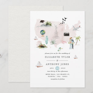 Aquarell Florida USA Destination Hochzeit Einladung