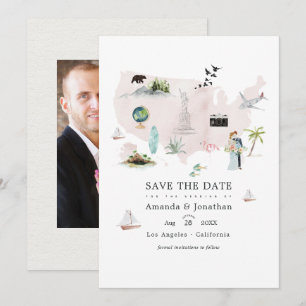 Aquarell Florida USA Destination Hochzeitsfoto Save The Date